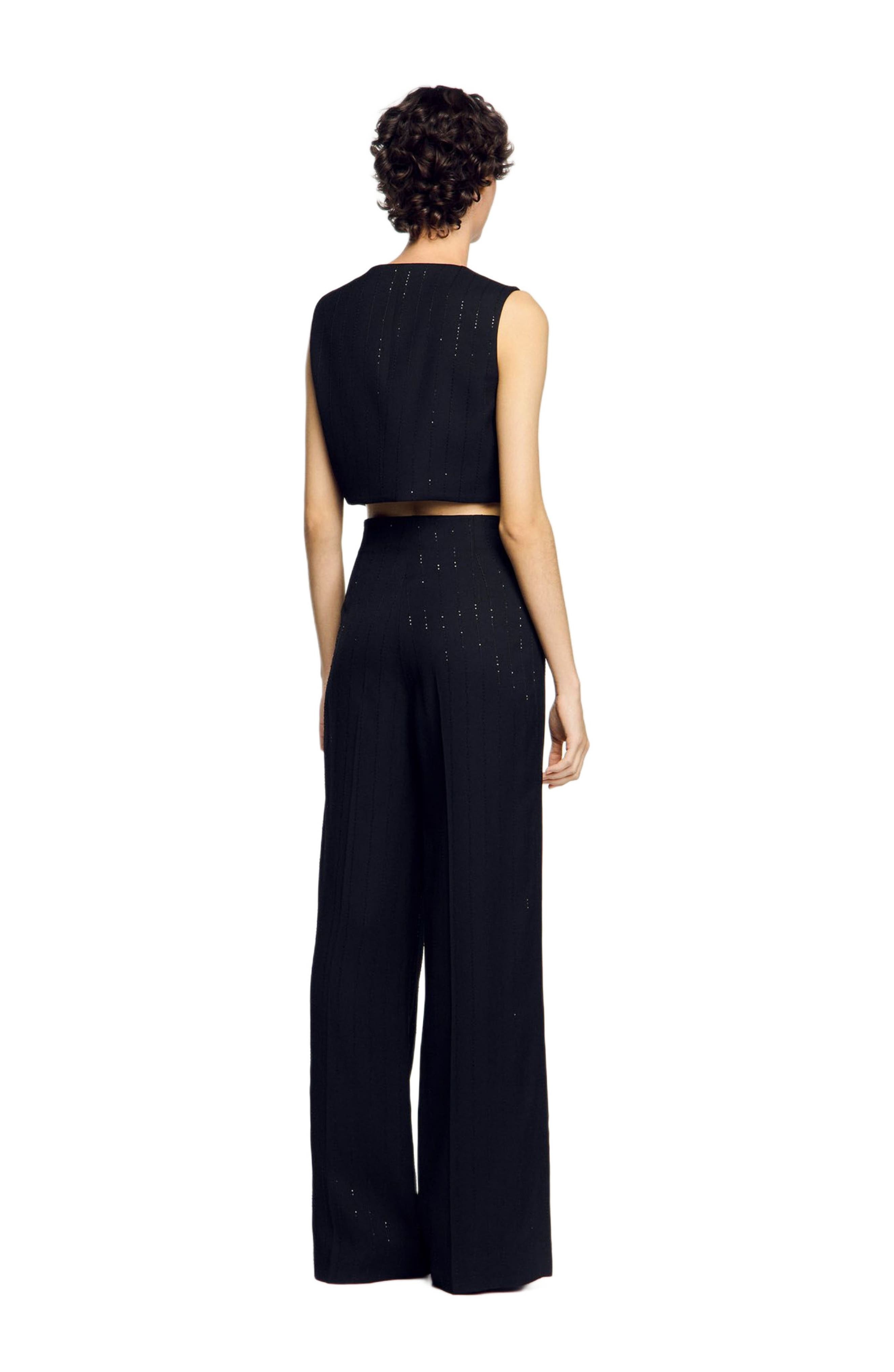 SANDRO Sequin cropped jacket in Black at Nordstrom - 2