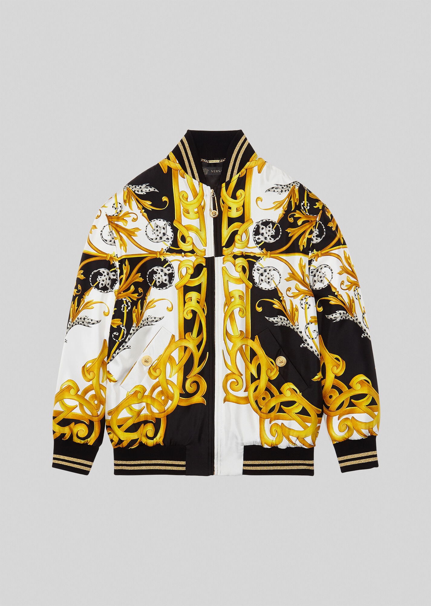 Barocco Acanthus Print Silk Bomber Jacket - 1