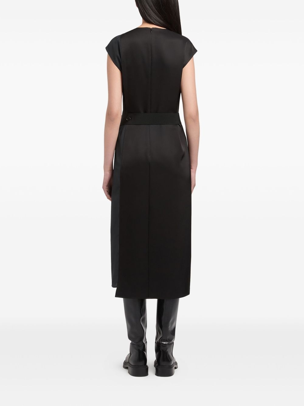 belted cap-sleeved midi dress - 3