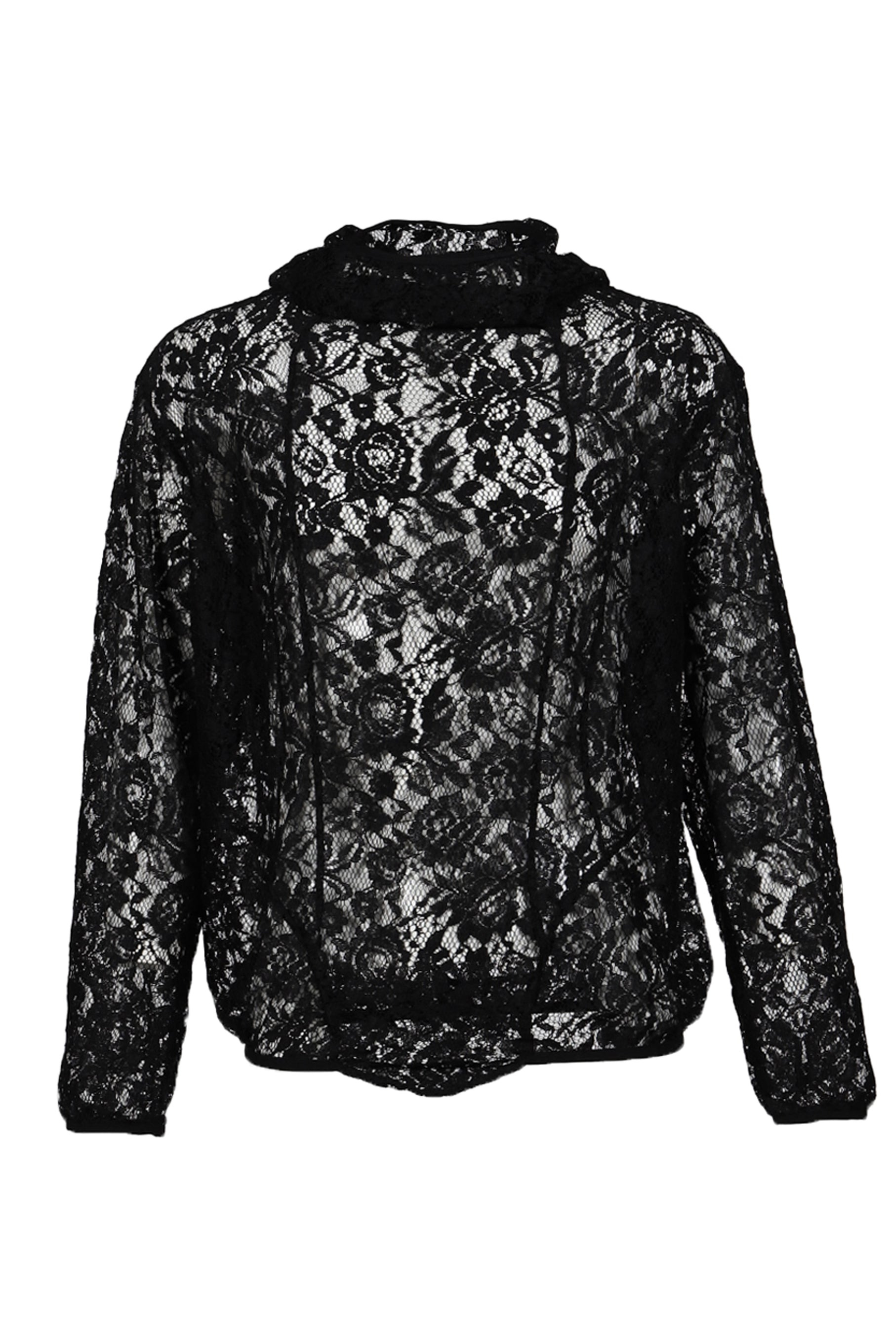 DRAPED LACE HOODIE / BLK - 6