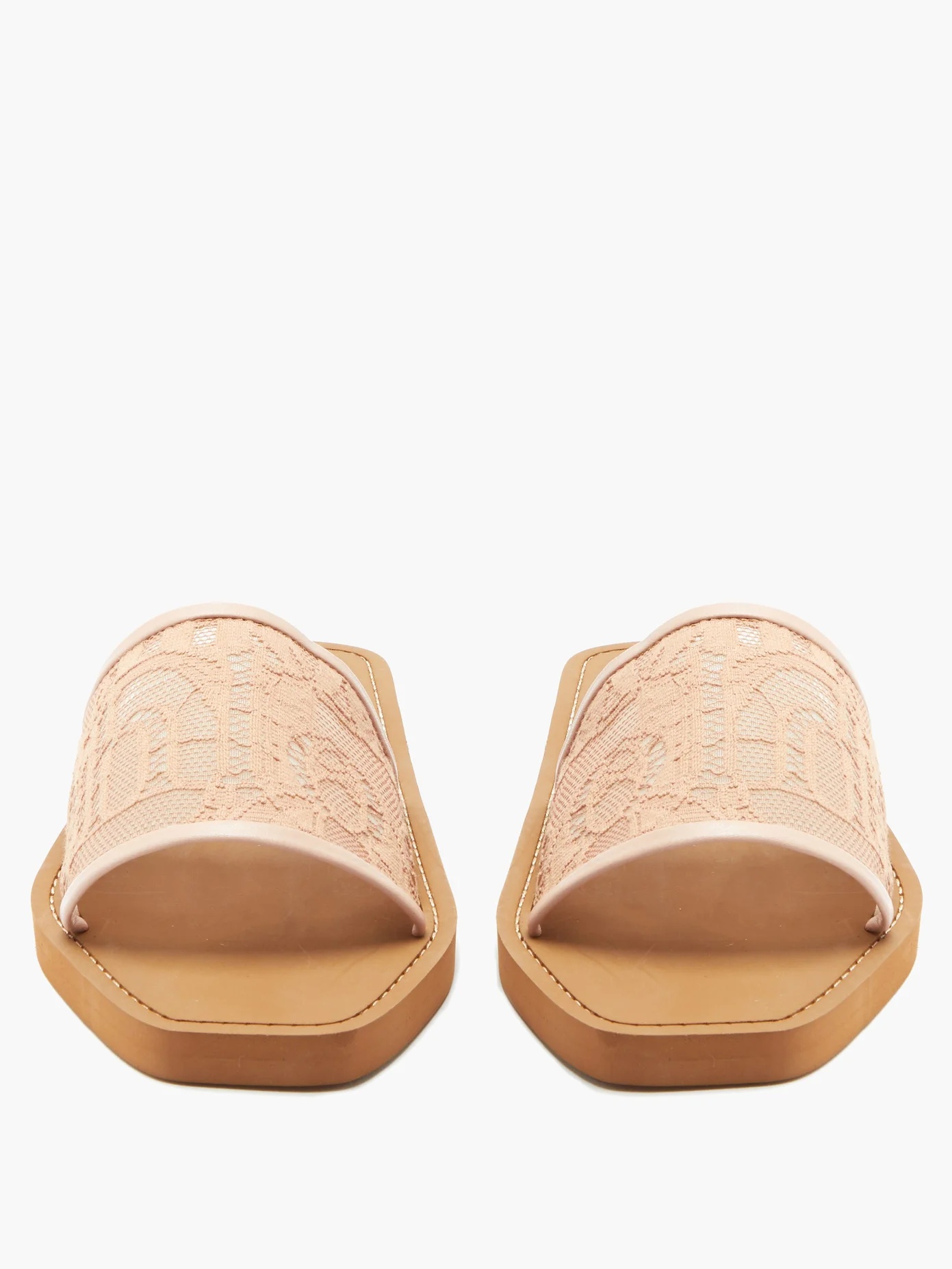 Woody logo-lace and leather slides - 5