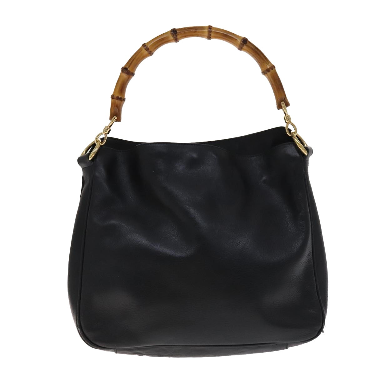 GUCCI Bamboo Hand Bag Leather Black Gold 001 1705 001 1705 - 2