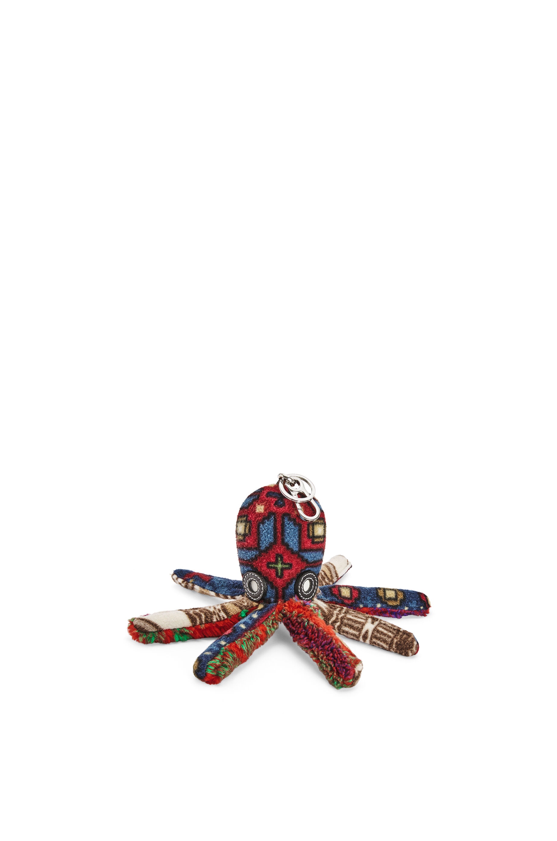 Octopus charm in upcycled textile and calfskin - 1