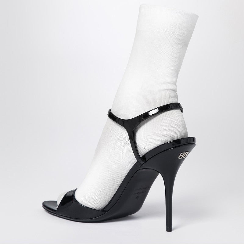 Balenciaga Avenue Sock Black Sandal In Patent Leather And Mesh Women - 2