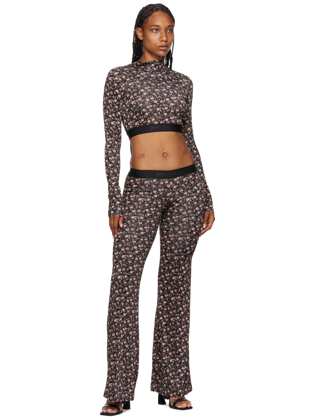 Black Floral Print Long Sleeve T-Shirt - 4