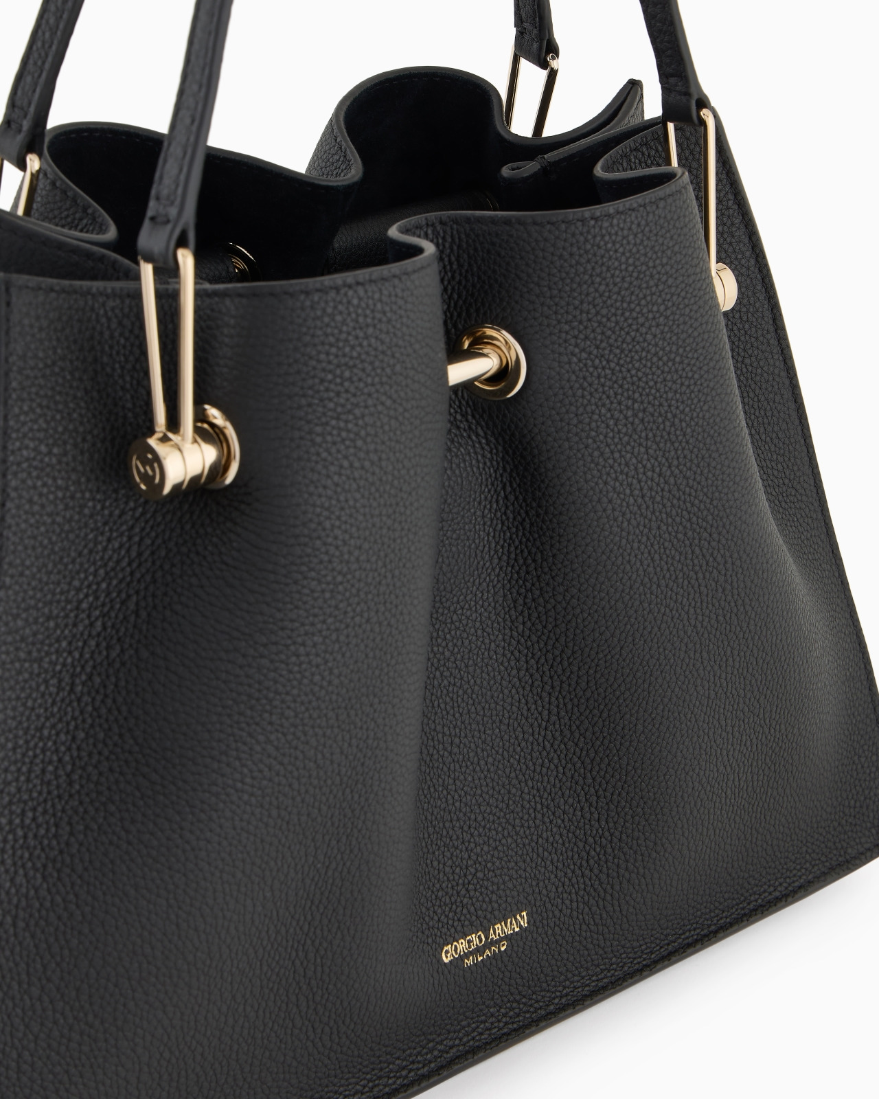 SMALL PEBBLED-LEATHER SHOPPER BAG - 5