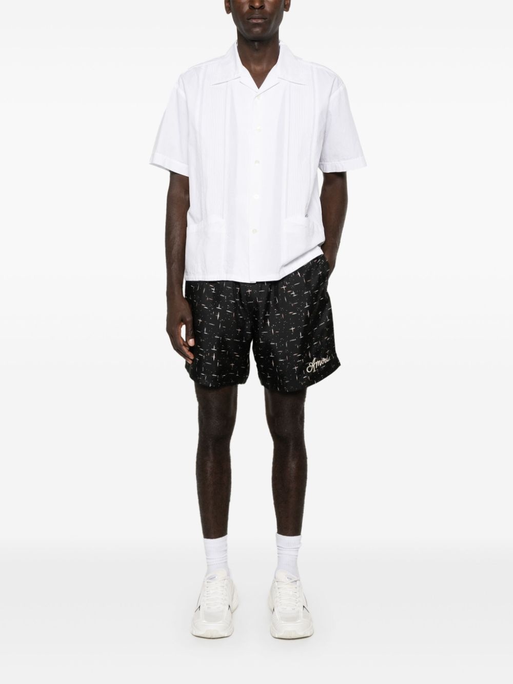 abstract-print deck shorts - 2