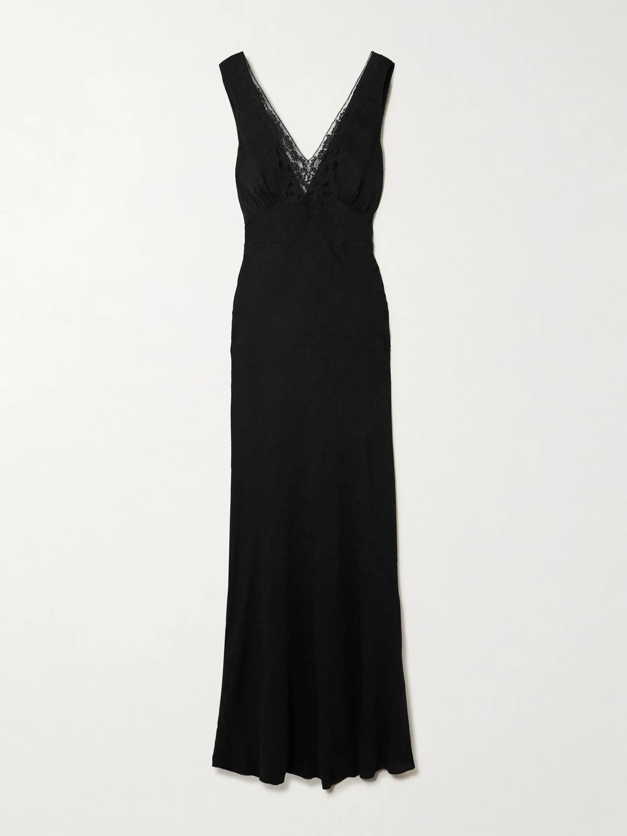 Lace-trimmed Silk-jacquard Gown - 1