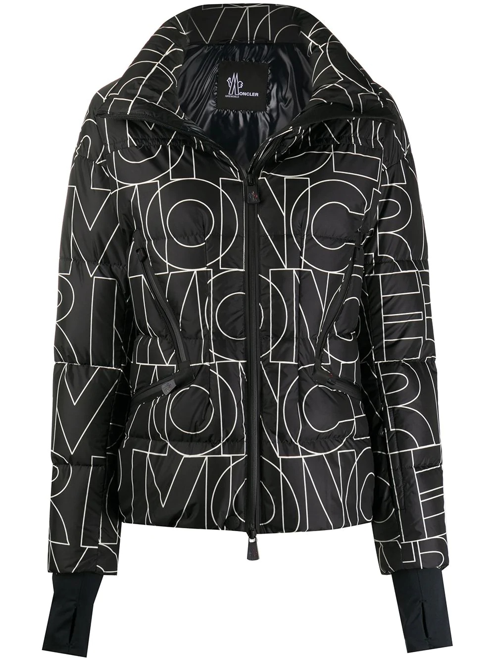 logo-print quilted jacket - 1