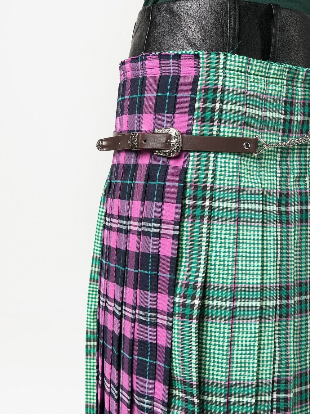 pleated plaid-patterned midi skirt - 5