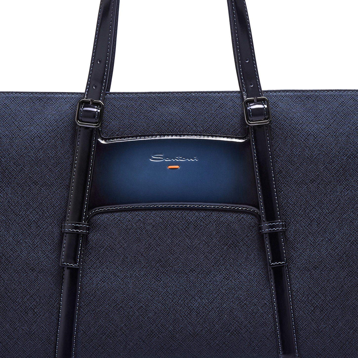 Blue leather and nylon shopping bag - 6