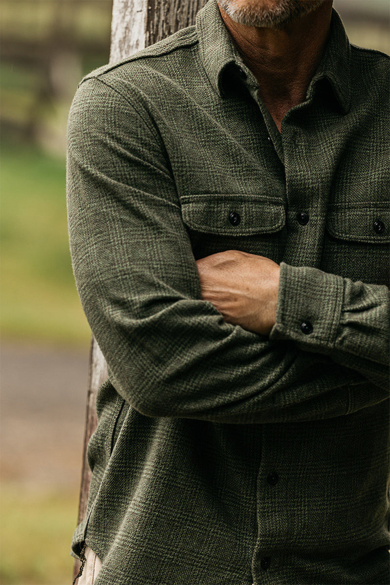 HIROSHI KATO The Brace Triple Twisted Plaid - Moss outlook