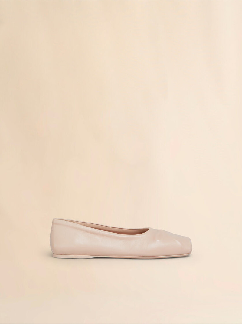 POWDER PINK NAPPA LEATHER SEAMLESS LITTLE BOW BALLET FLAT 1