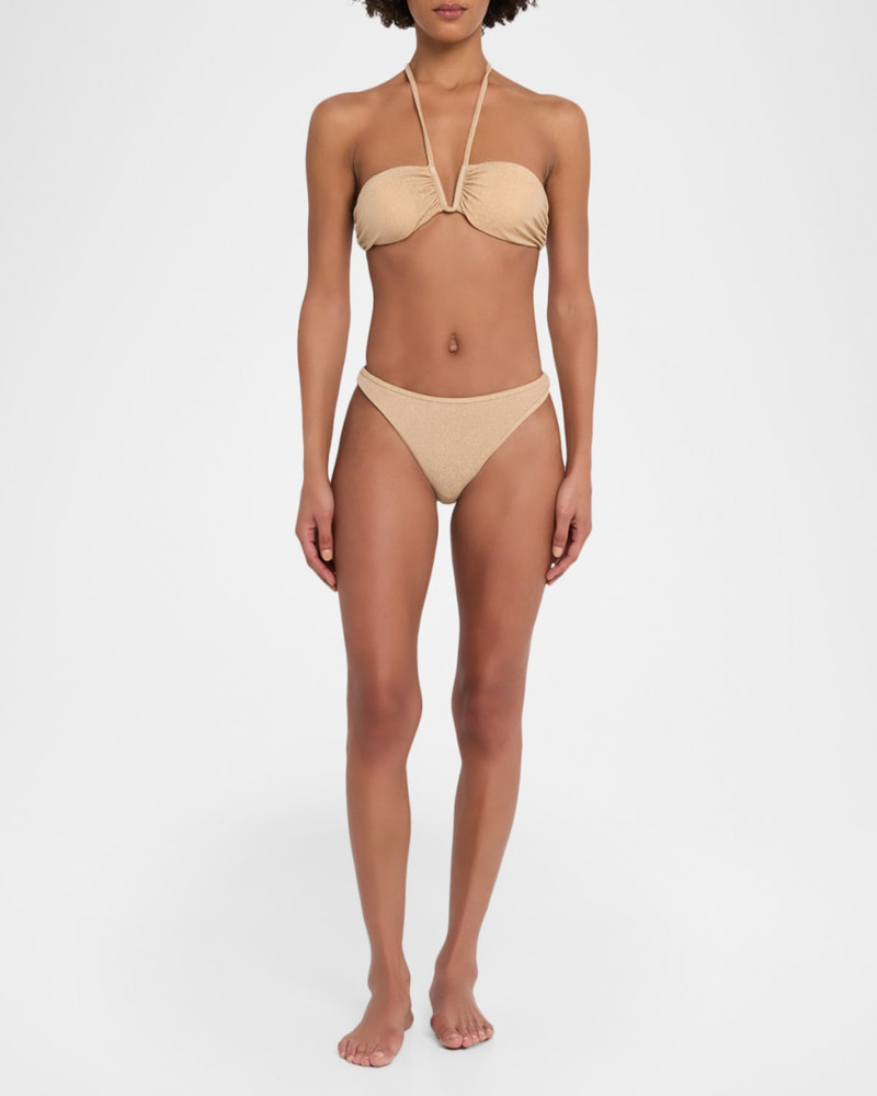 RAMY BROOK June Metallic Halter Bikini Top outlook