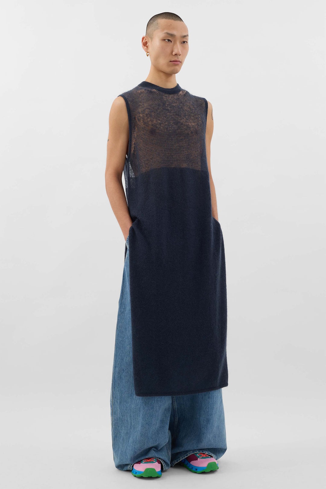 LONG VEST MOHAIR / deep blue - 3