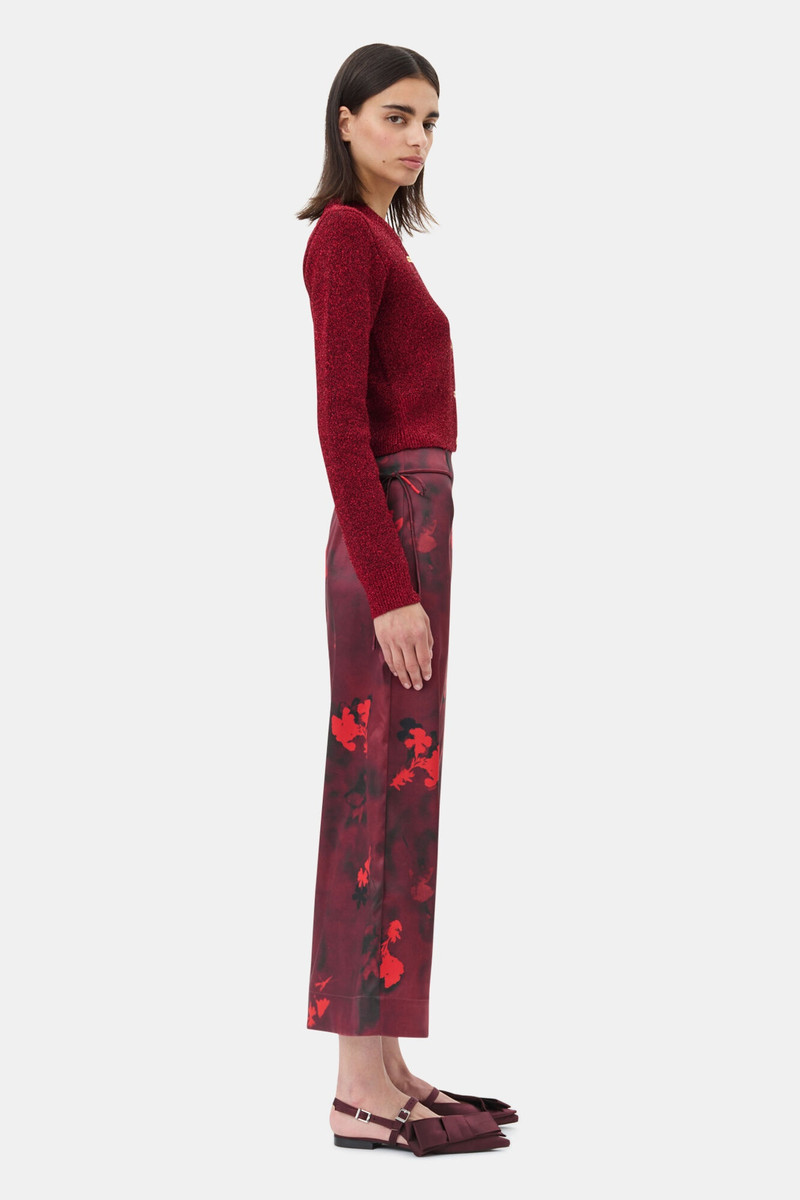 RED PRINTED SATIN MAXI SKIRT 4
