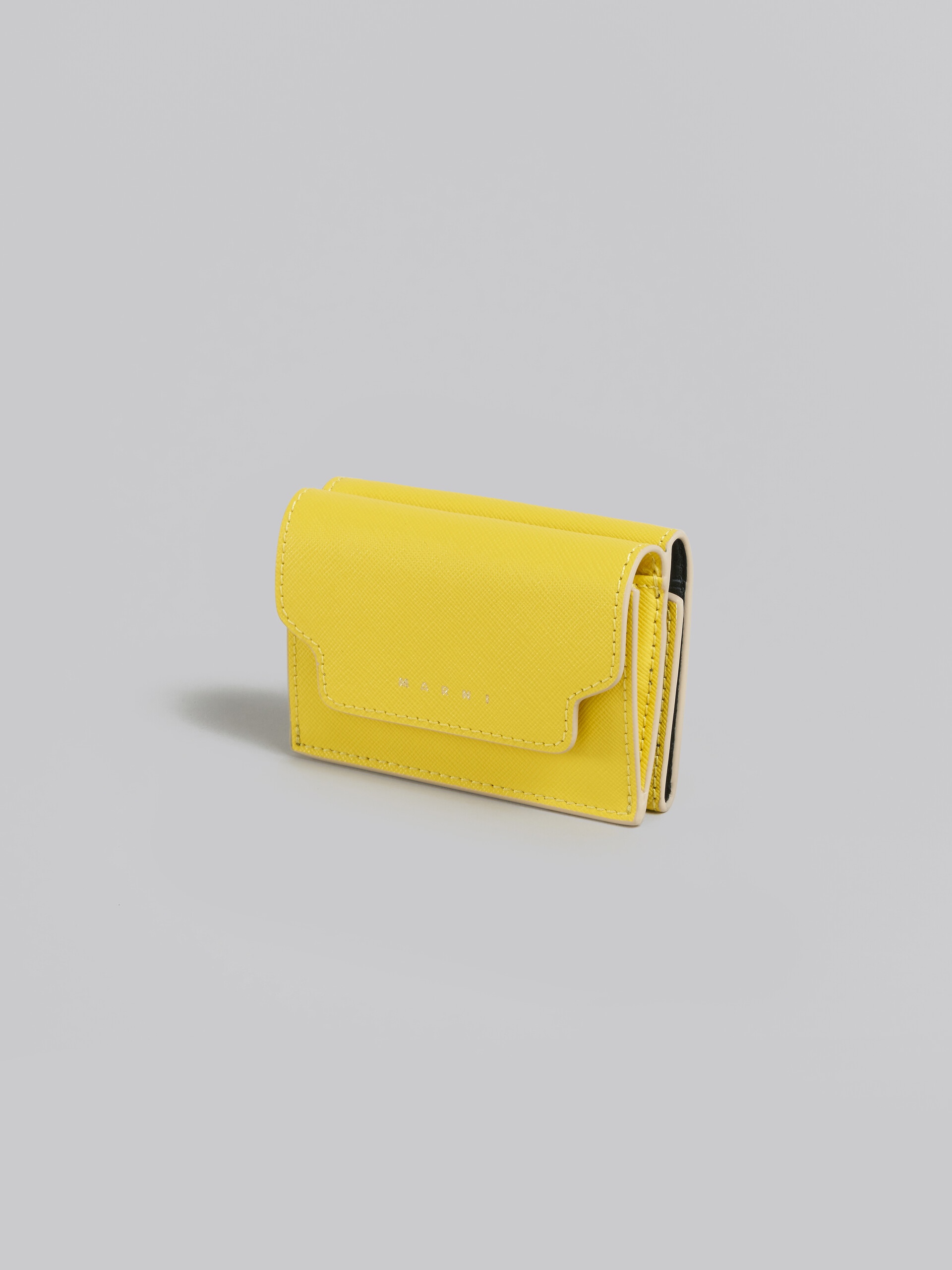 YELLOW SAFFIANO LEATHER TRI-FOLD WALLET - 4