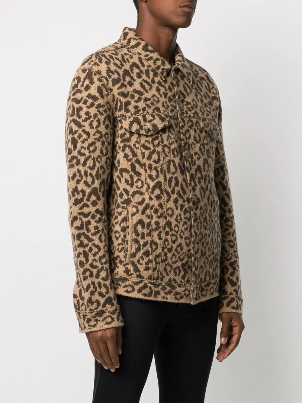 knitted leopard print jacket - 3