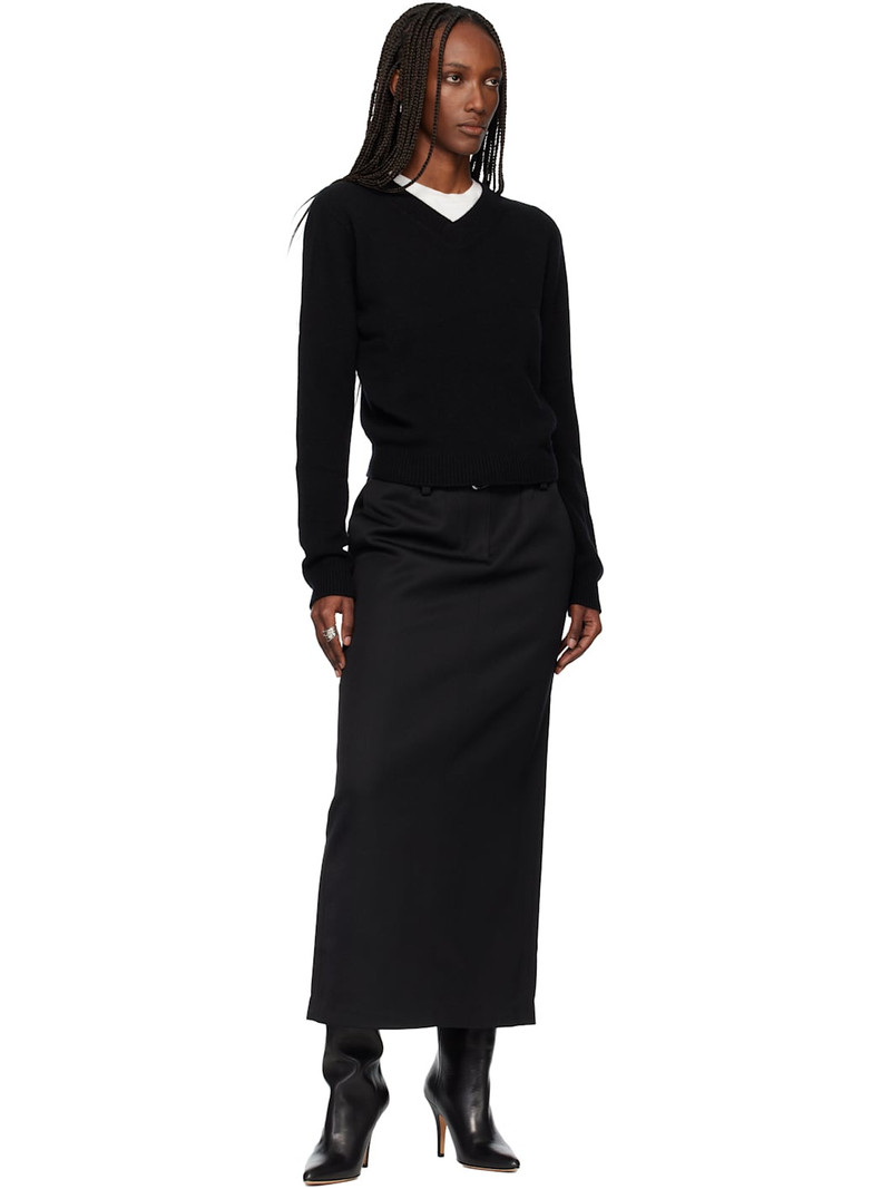 Tonywack Black Cropped V-Neck Wool Sweater outlook