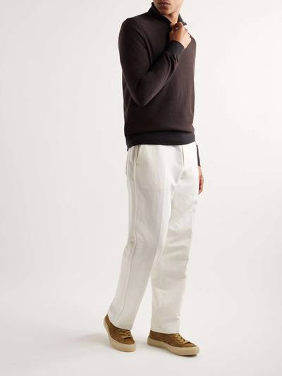 Loro Piana Roadster Slim-Fit Striped Cashmere Half-Zip Sweater outlook
