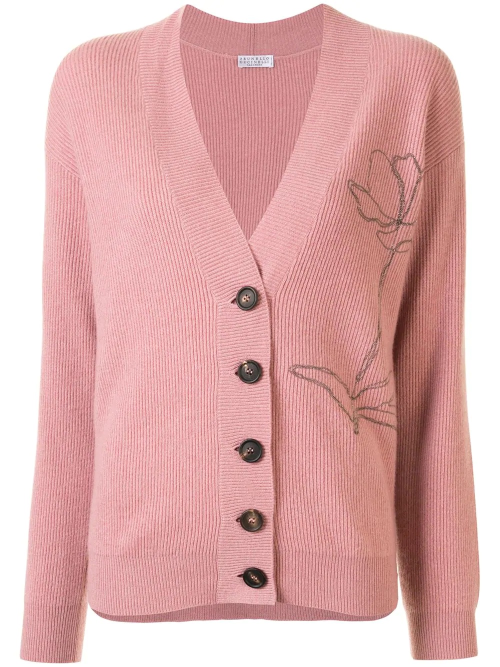 rose detail cashmere cardigan - 1