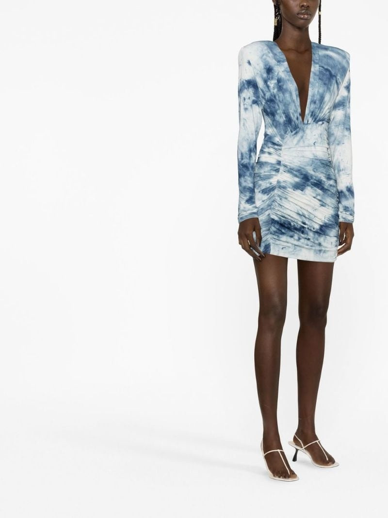 ALEXANDRE VAUTHIER tie-dye print ruched mini dress outlook