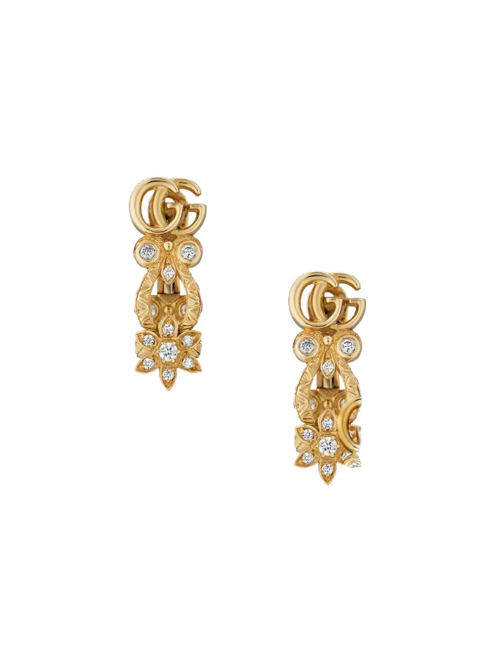 18kt yellow gold diamond Flora earrings - 1