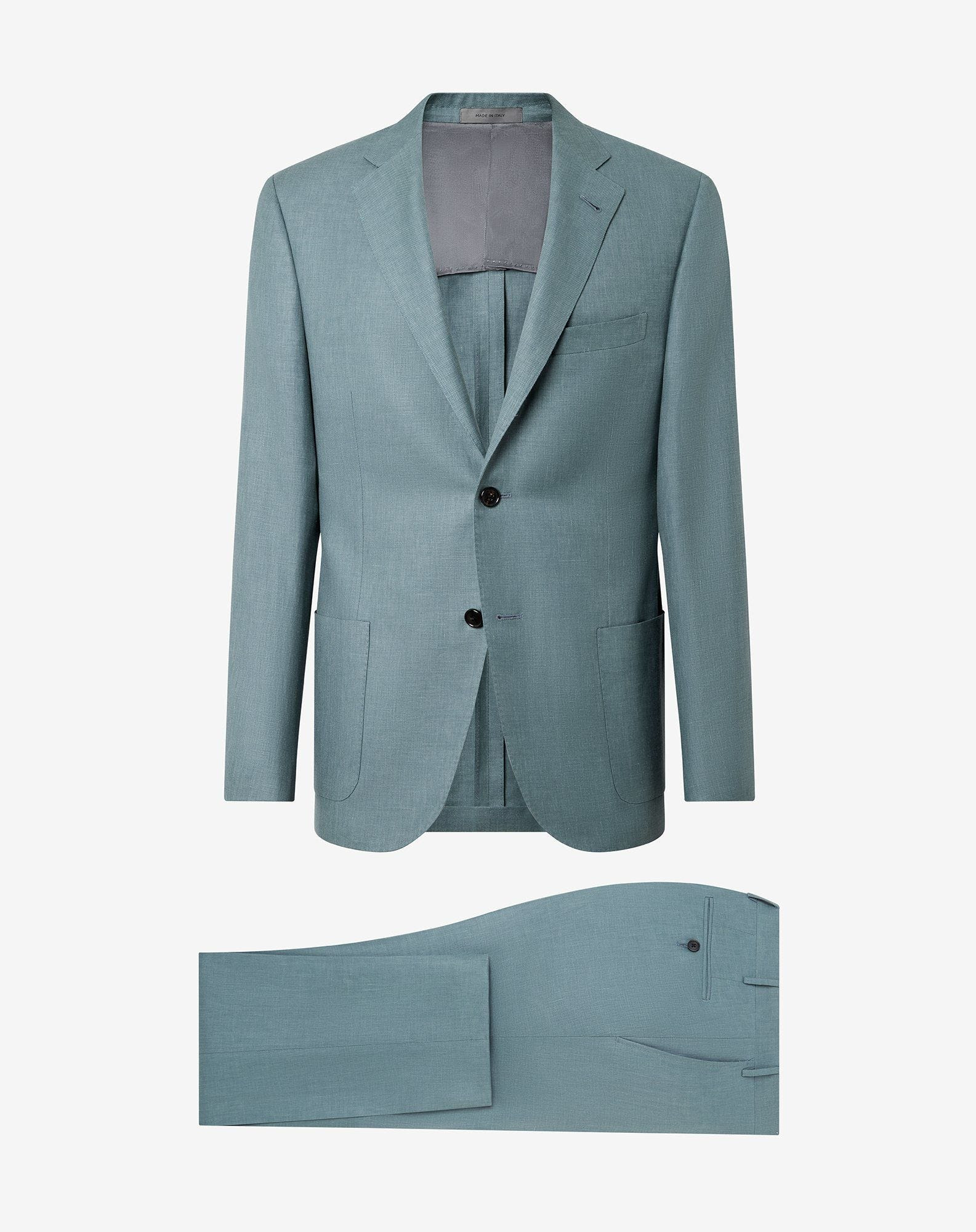 Aviator blue wool, linen and silk suit - 1