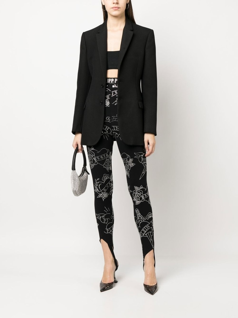 PHILIPP PLEIN Love-print stirrup leggings outlook