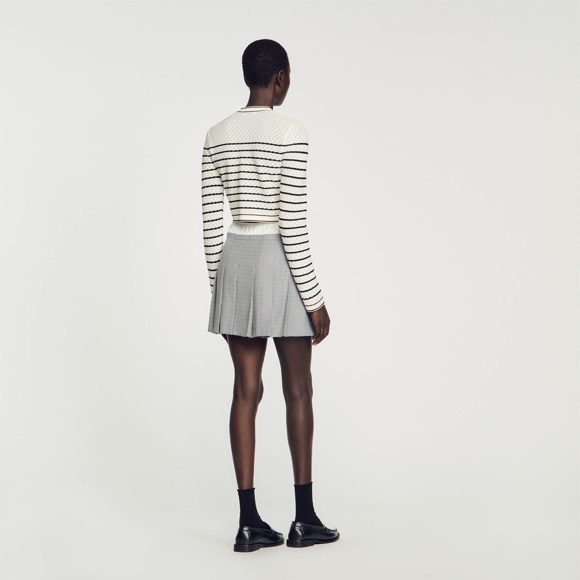 STRIPED CROPPED COATIGAN - 6