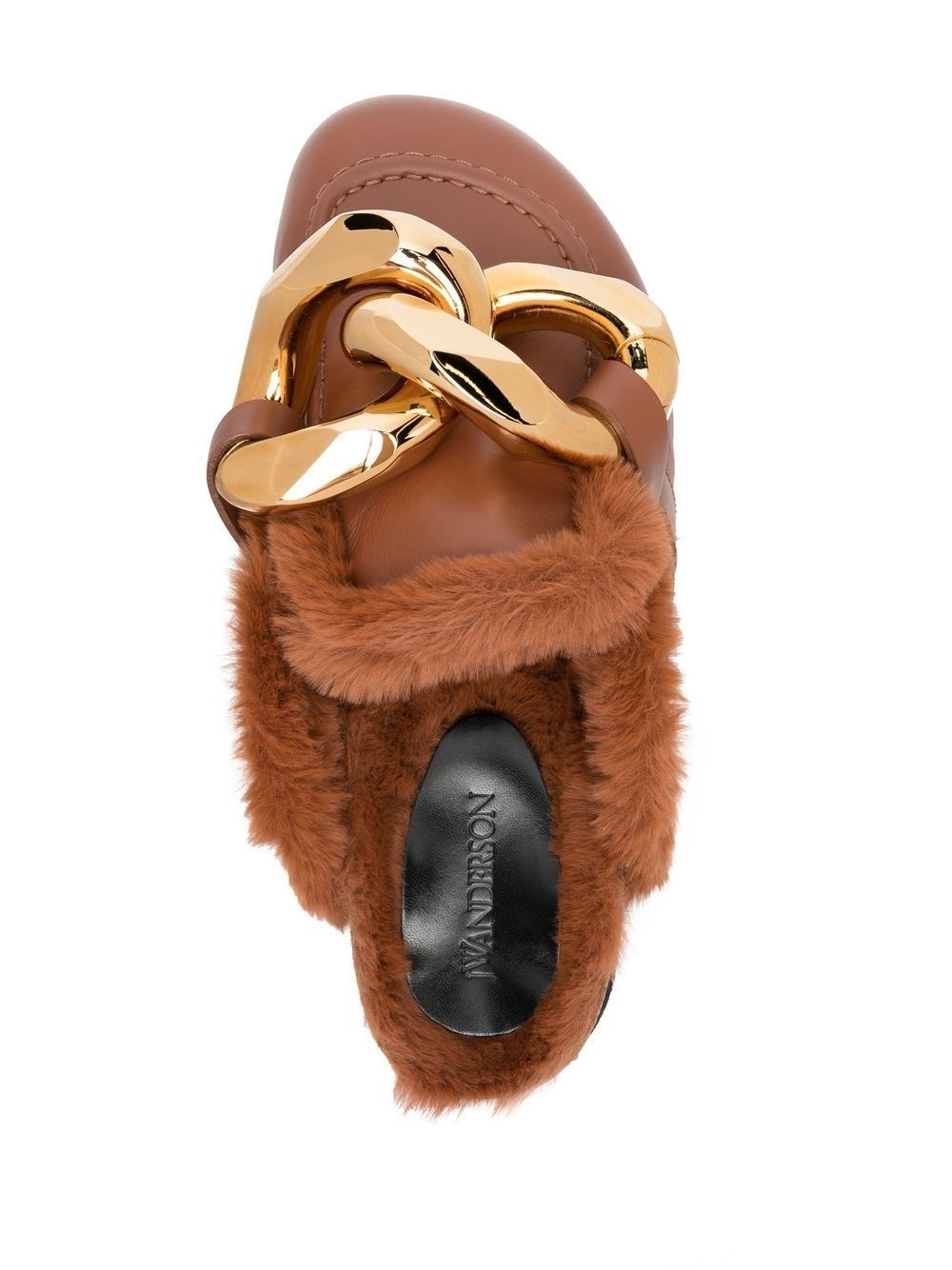 Chain shearling-trim loafers - 4