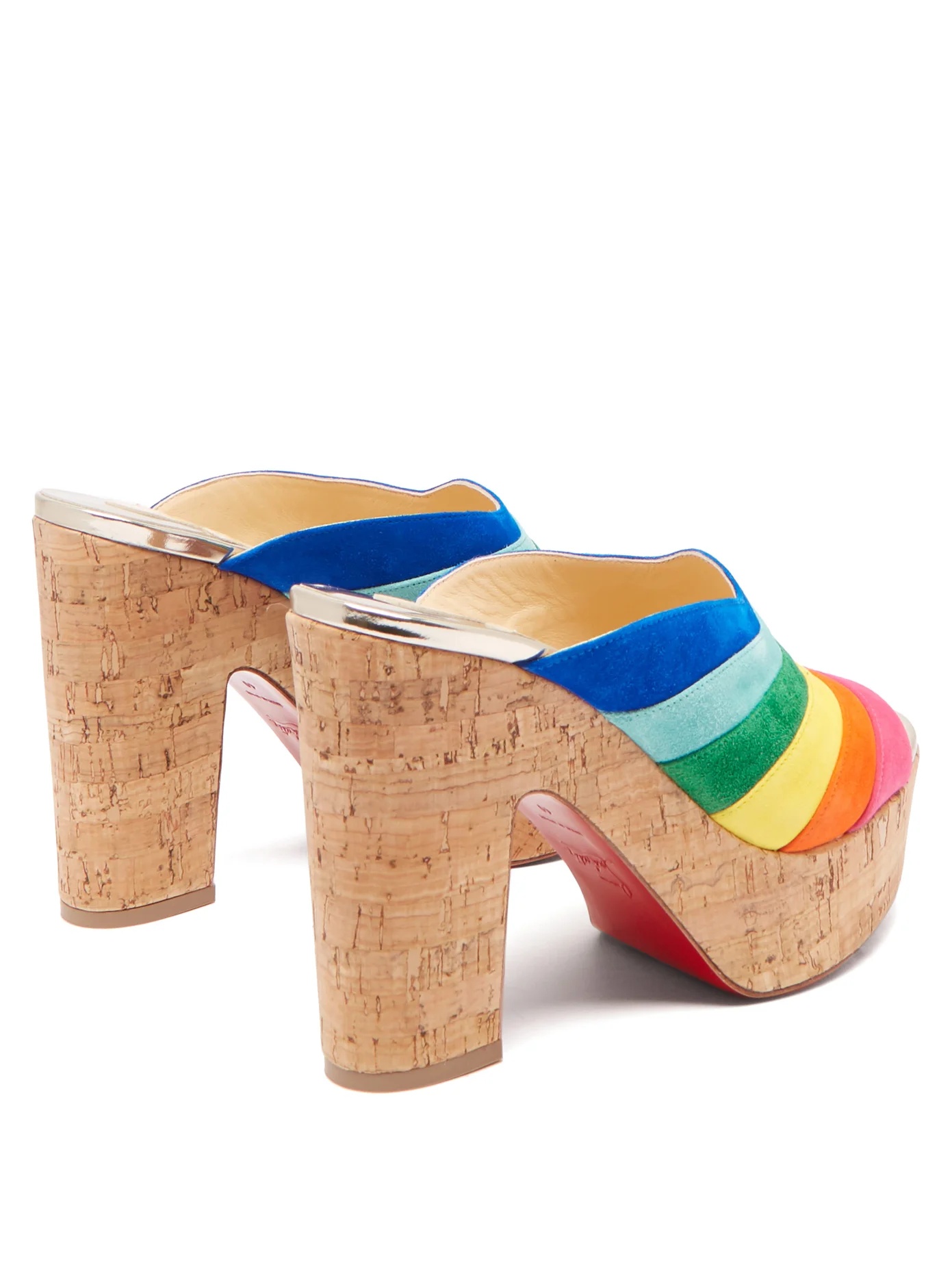 O Sister 120 rainbow-stripe suede mules - 4