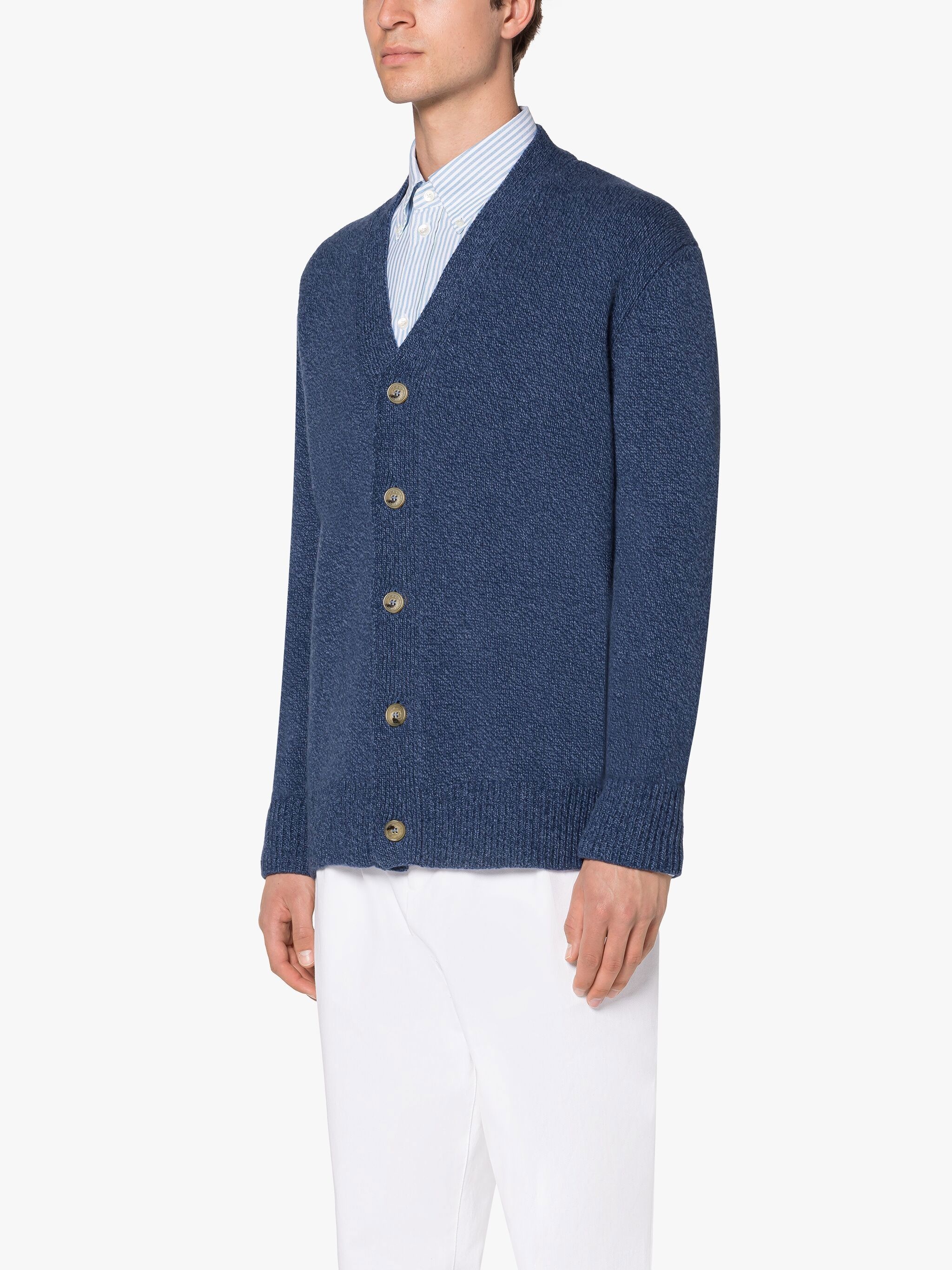 STOCKHOLM DARK BLUE MERINO WOOL & CASHMERE CARDIGAN - 3