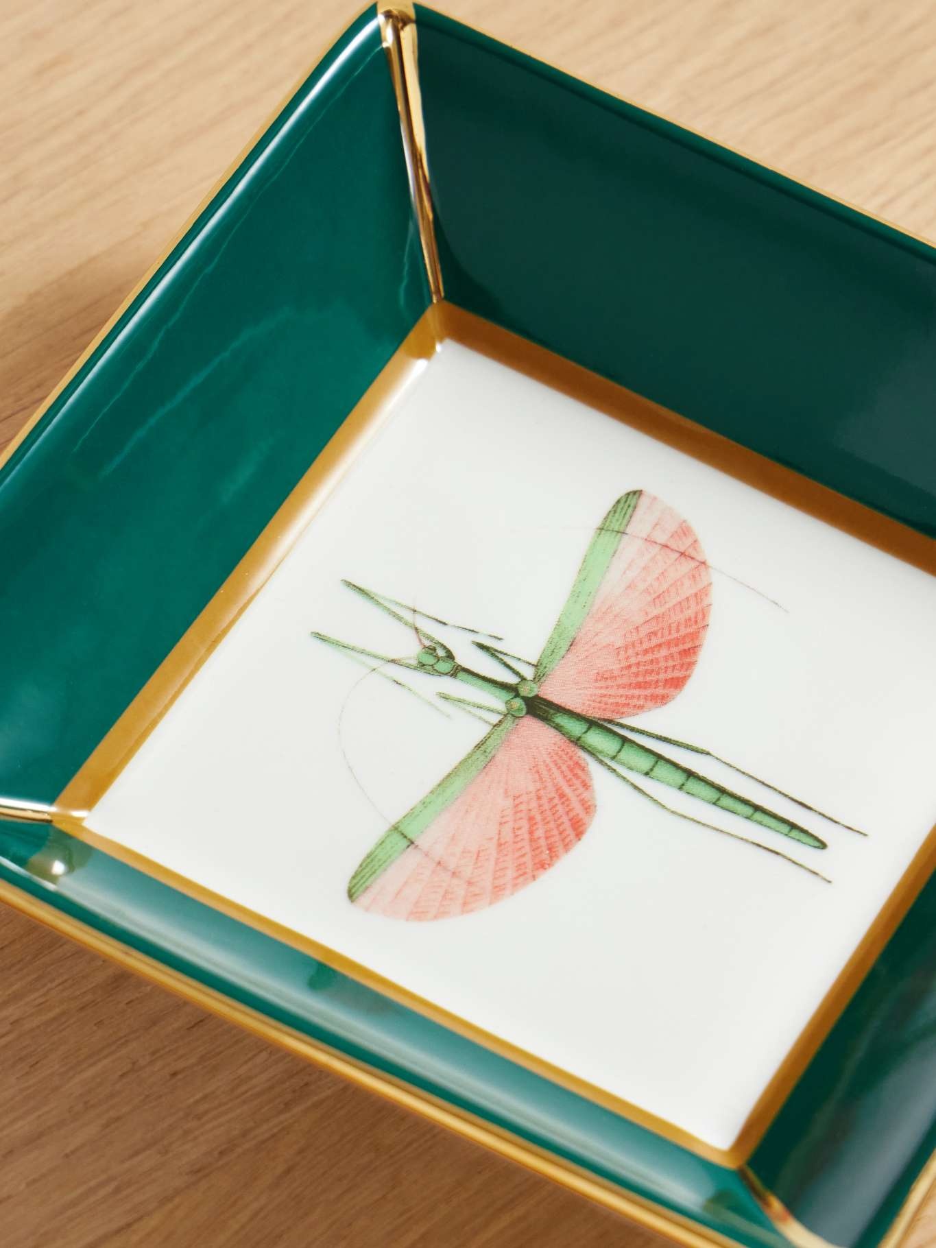 Gold-plated porcelain trinket tray Green - 3