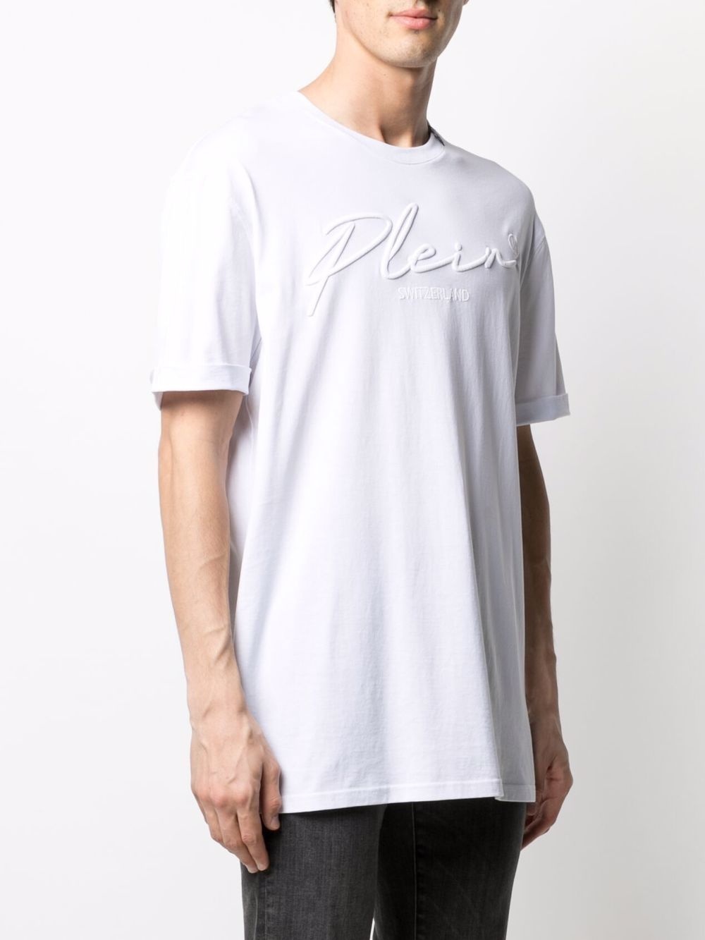 logo-embroidered cotton T-shirt - 3