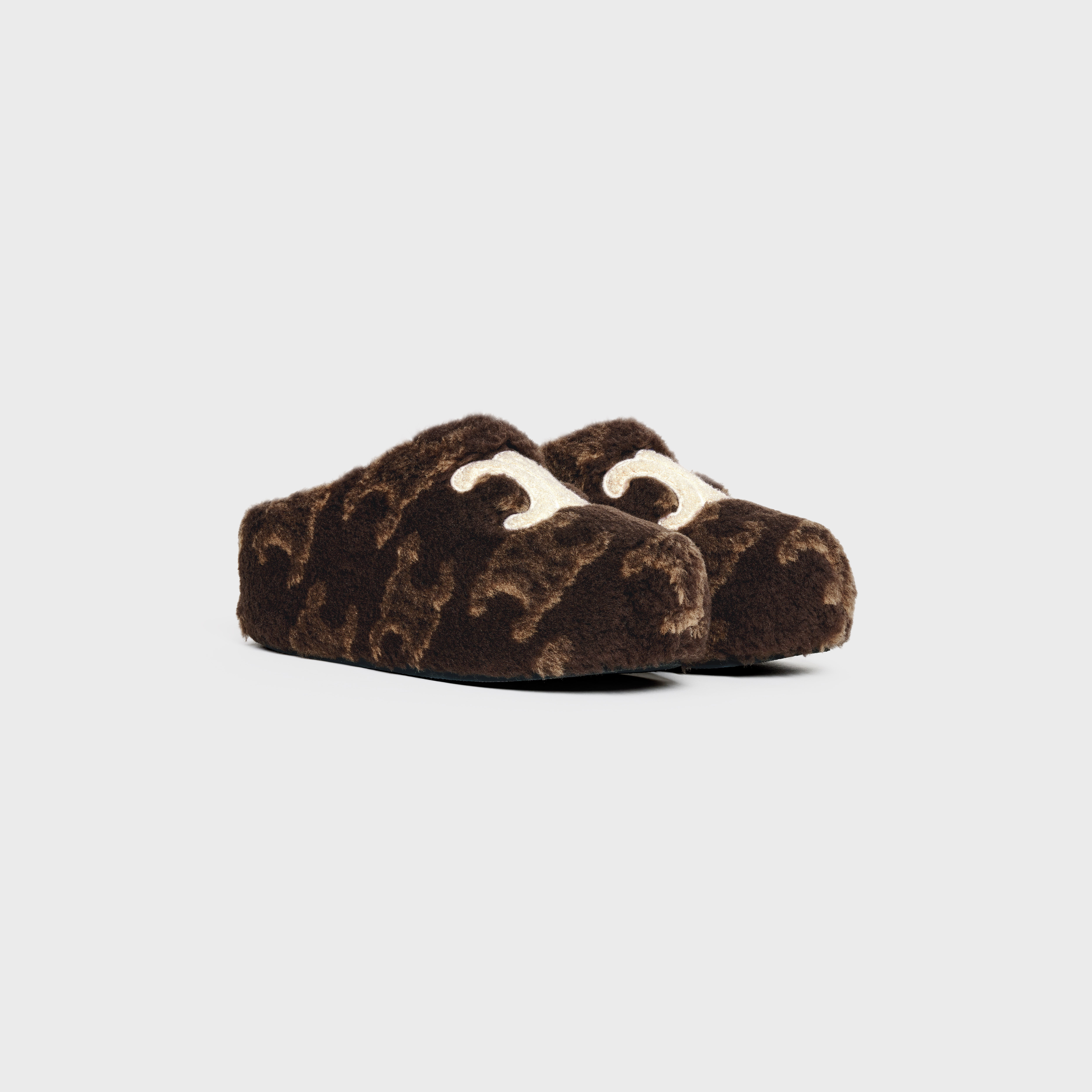 CELINE FUR MULE in WOOL TRIOMPHE JACQUARD - 2