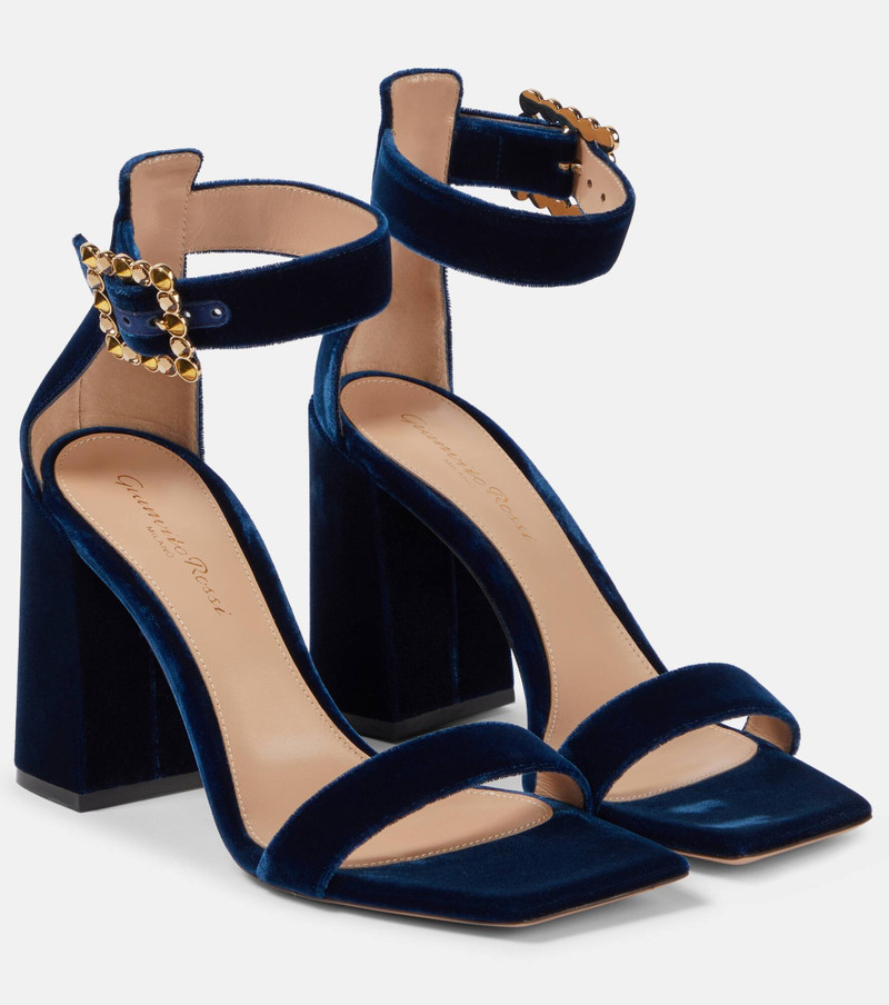 Embellished velvet sandals 1