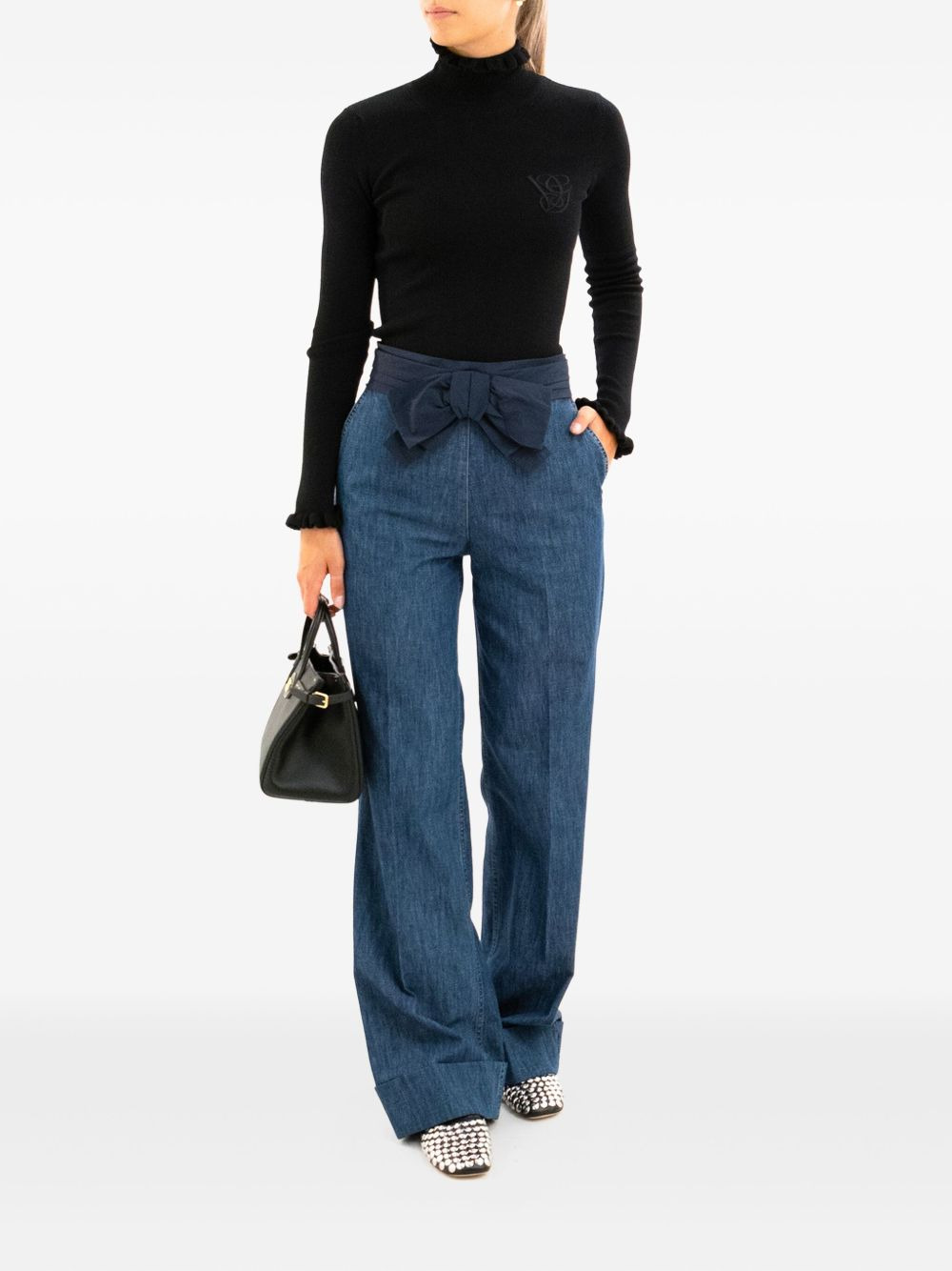 bow-detail jeans - 2