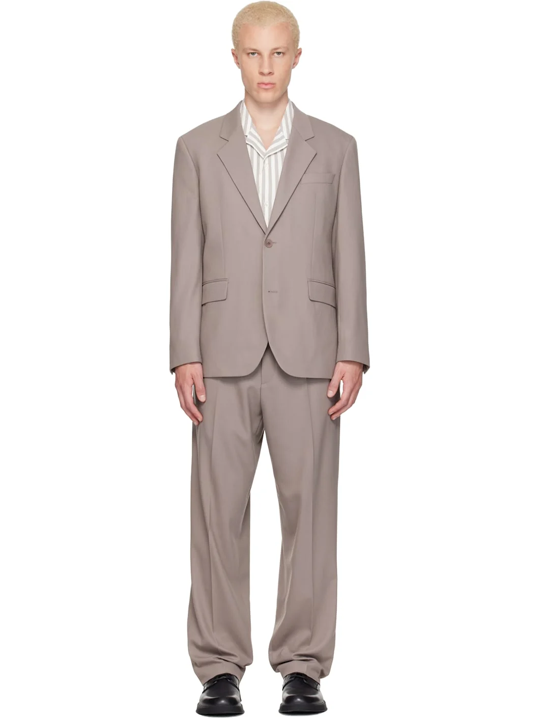 Taupe Two-Piece Modern-Fit Stretch Twill Suit - 1