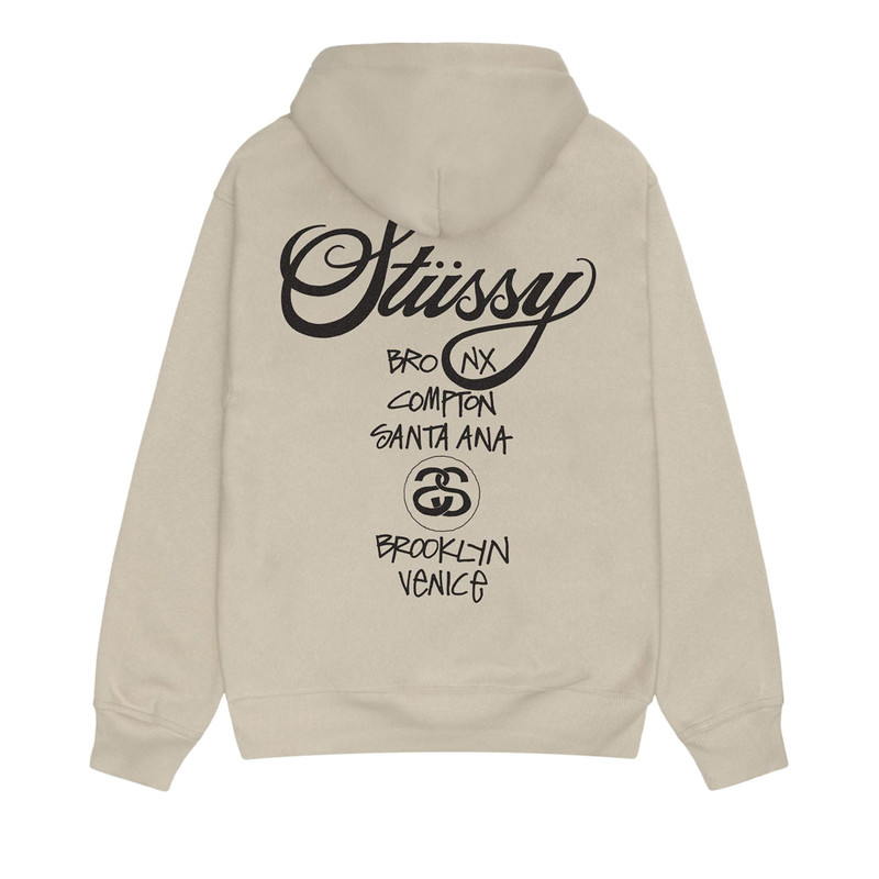 Stüssy Stussy World Tour Hoodie 'Khaki' outlook
