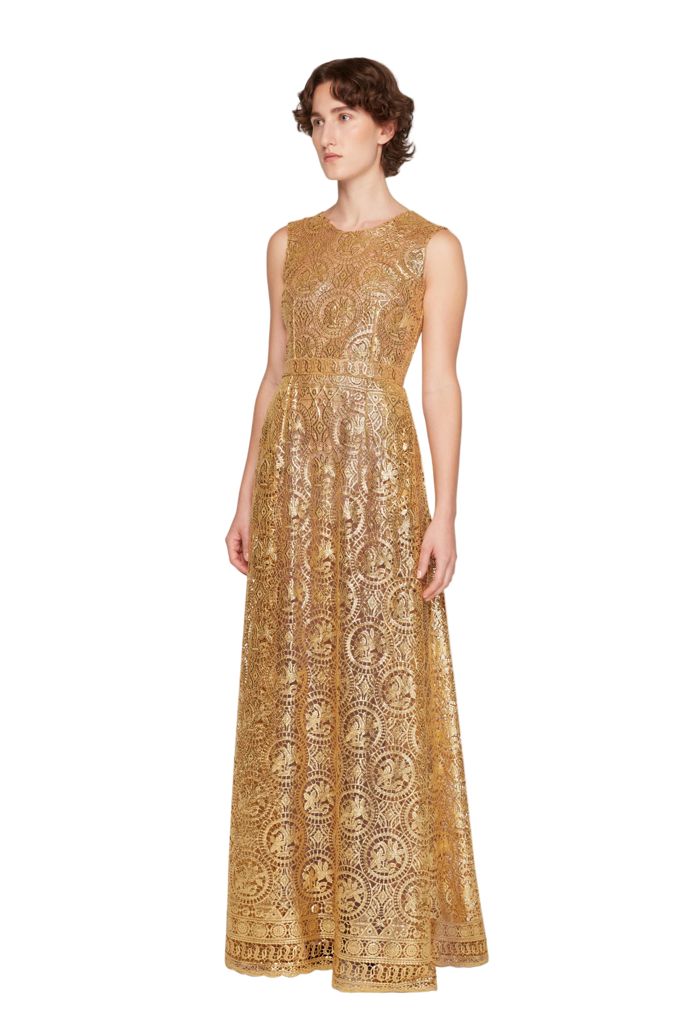 TORRES DRESS IN GOLD FOILED GUIPURE - 2