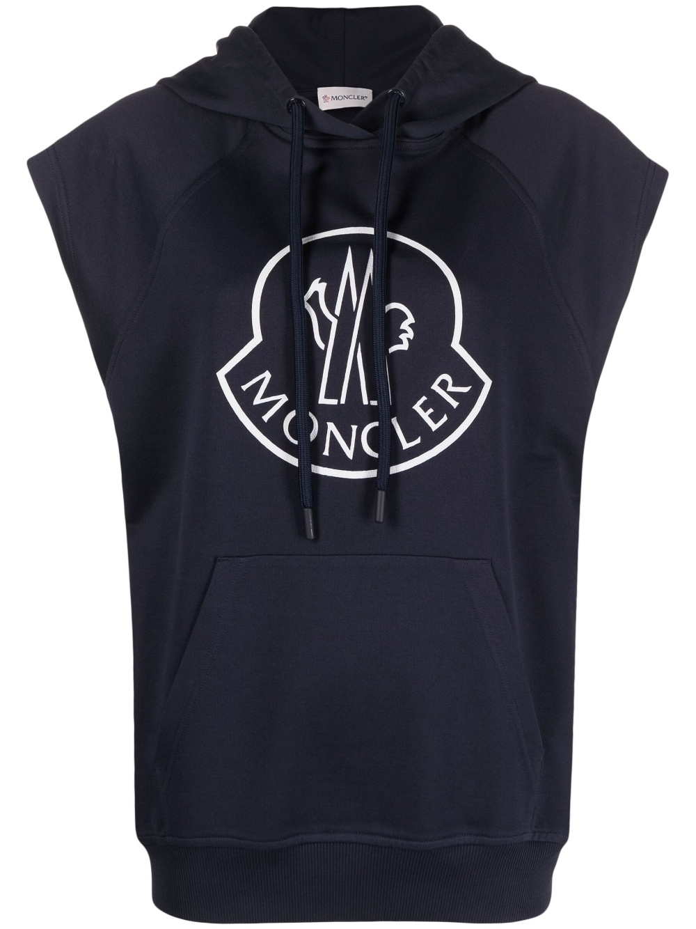 logo-print sleeveless cotton hoodie - 1
