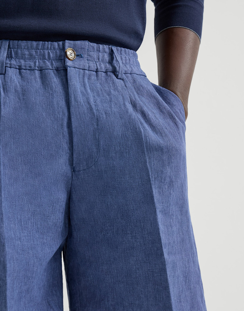 Lightweight délavé linen Bermuda shorts with elasticated waistband 4