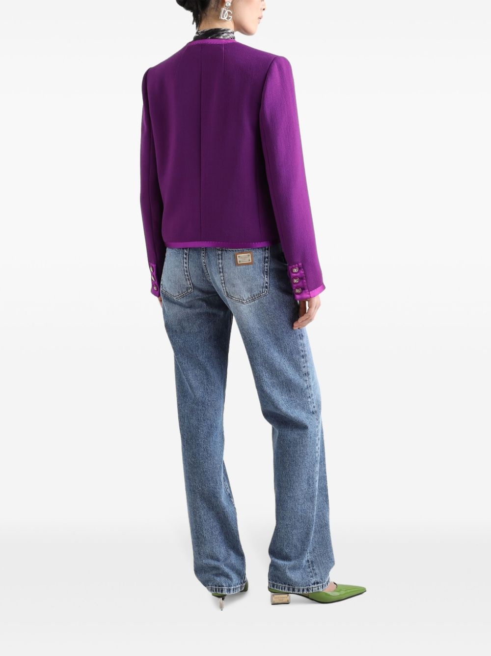 satin-trim blazer - 3