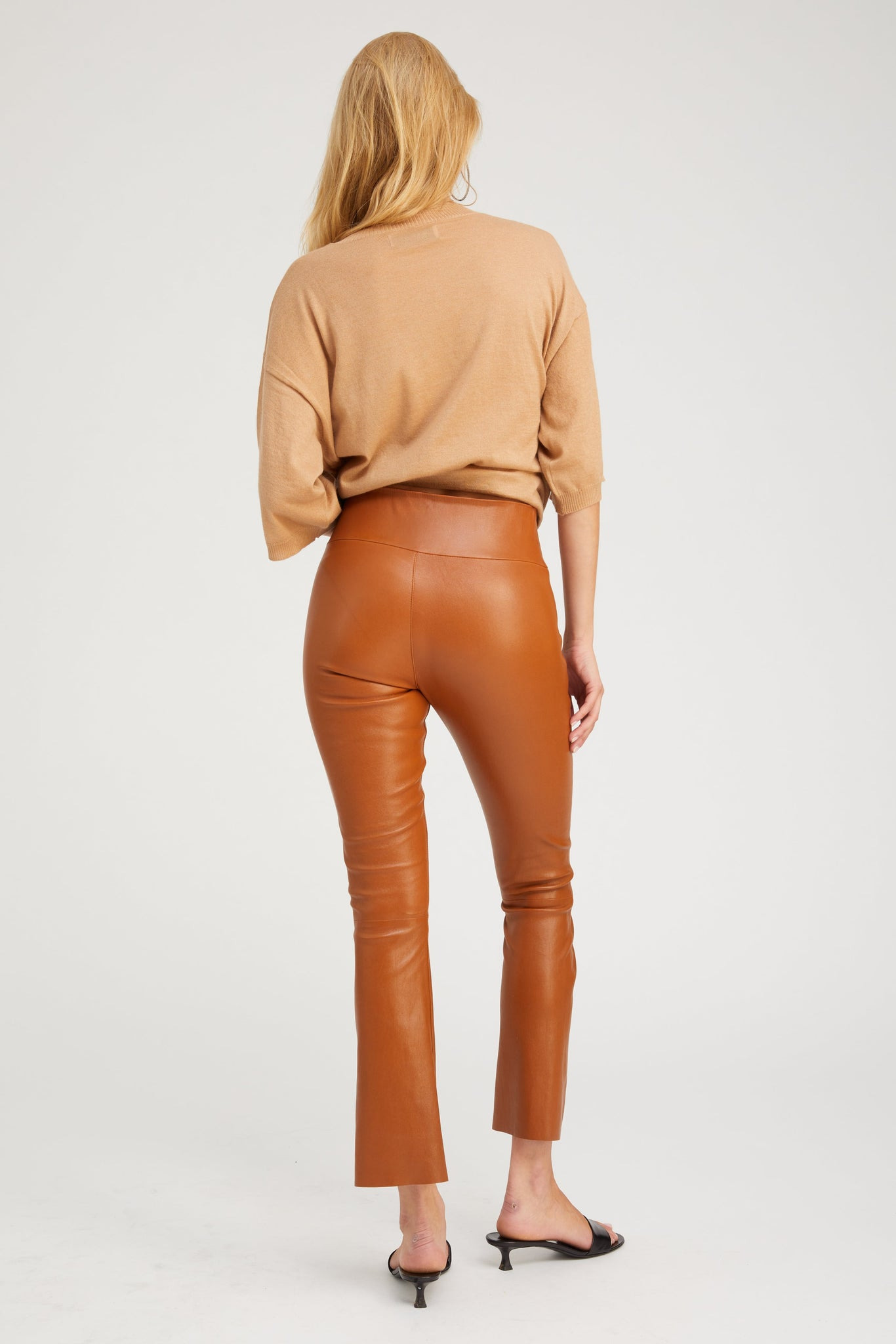 CHESTNUT LEATHER ANKLE FLARE - 4