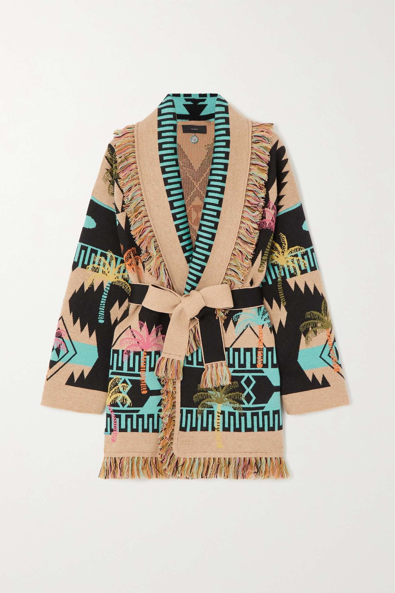 Alanui Icon geometric-jacquard cardigan - Green