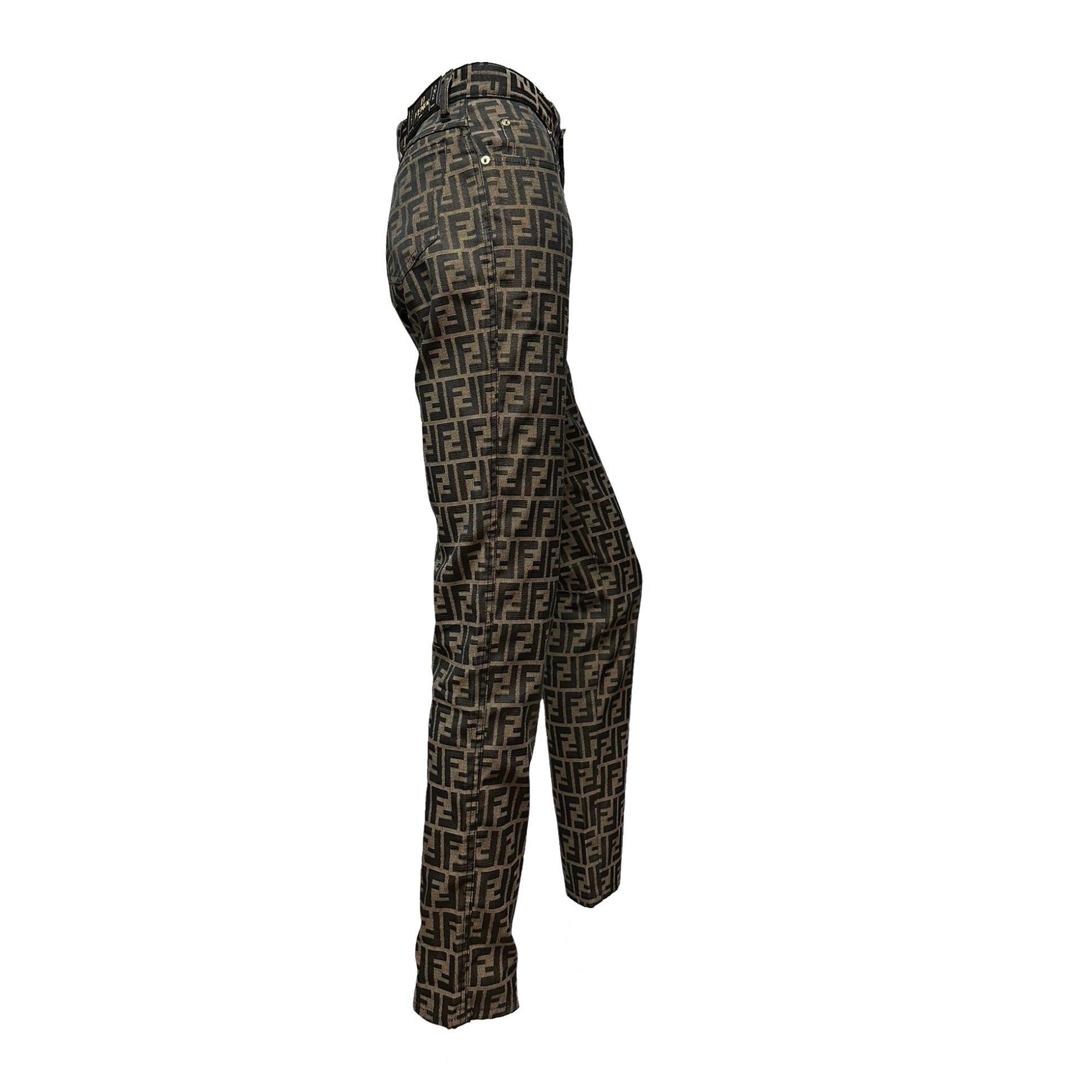 FENDI Vintage FF Zucca Monogram High Rise Straight Leg Pants - 3