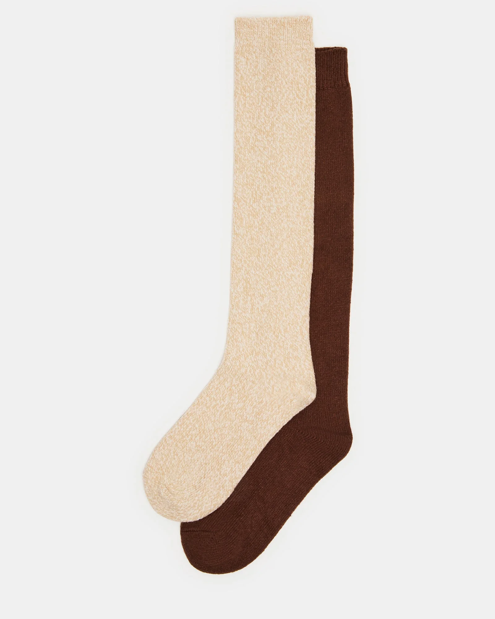 FALL 2 PACK MARLED KNEE HIGH SOCKS TAN - 1