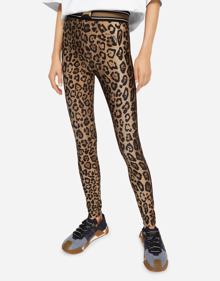 Leopard-print spandex/jersey leggings - 4