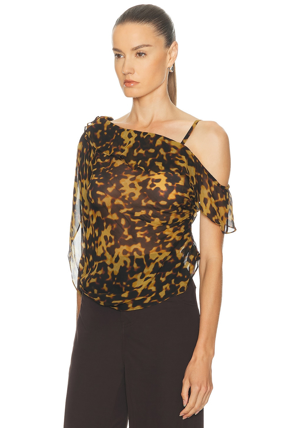 Roule Trimmed Silk Drape Top - 3